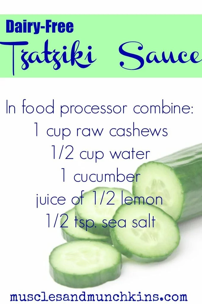 Dairy Free Tzatziki sauce made with cucumbers and cashews. You won't even miss the greek yogurt in this sauce!