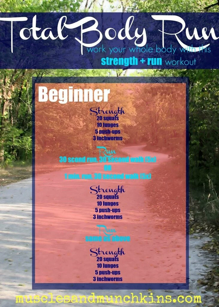 New to running? Does running for long periods of time make you bored? Try this workout that incorporates running or walking and body weight strength exercises. You will feel a total body burn after this. 