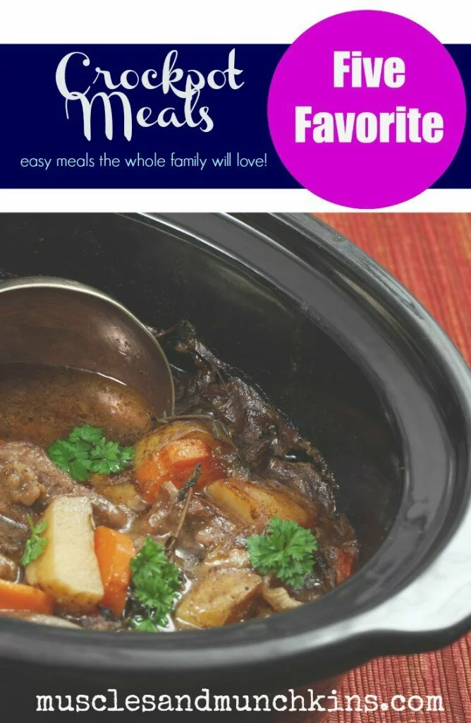 Five family friendly crockpot meals the whole family will love. Stop spending so much time worrying about cooking dinner and use these quick, easy and healthy crockpot recipes.