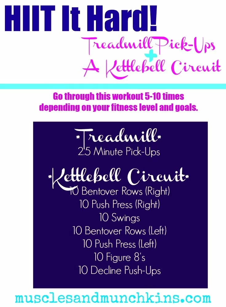 Fit mom, Hollie shares an awesome treadmill and kettlbell workout. Runners will improve their speed and strength with this workout. It is even a great one for those who don't love running- it keeps you moving the whole time and works your whole body. Check it out! 