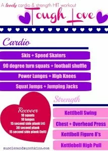 Check out this Valentine's Day workout from fit mom, Hollie. Some cardio, some strength and a whole lot of sweat as she brings you some TOUGH LOVE. Hollie loves a good HIIT workout, and this one won't disappoint.